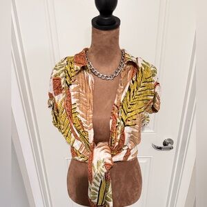 Tropical Print Lightweight Button-Up Shirt | Resort Vacation Top